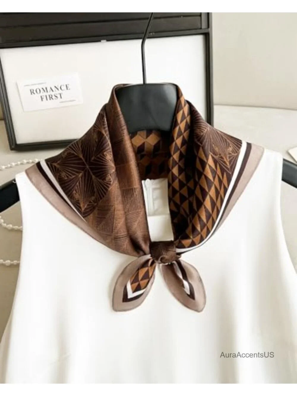 100% Mulberry Silk Lightweight Square Neck Scarf Neckerchief